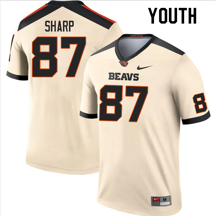 Youth #87 Riley Sharp Oregon State Beavers College Football Jerseys Stitched Sale-Cream